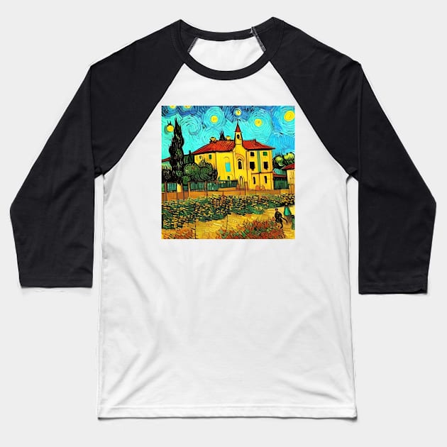 Somewhere in Italy - Van Gogh Style Baseball T-Shirt by Crestern